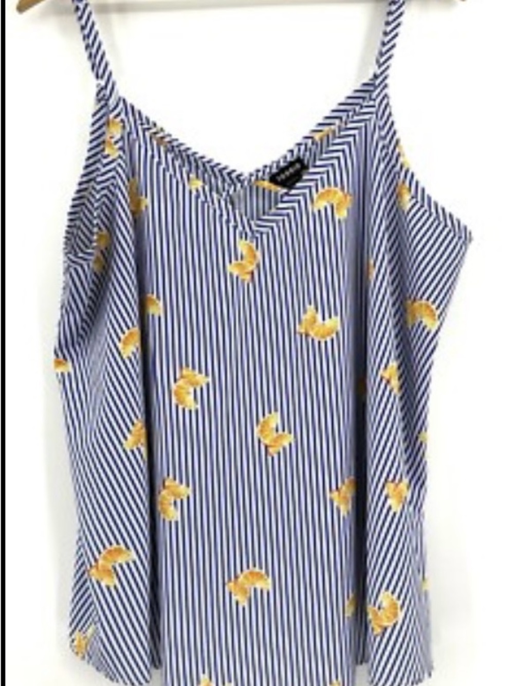 torrid Blue & White Striped Cami with Yellow orange citrus fruit design